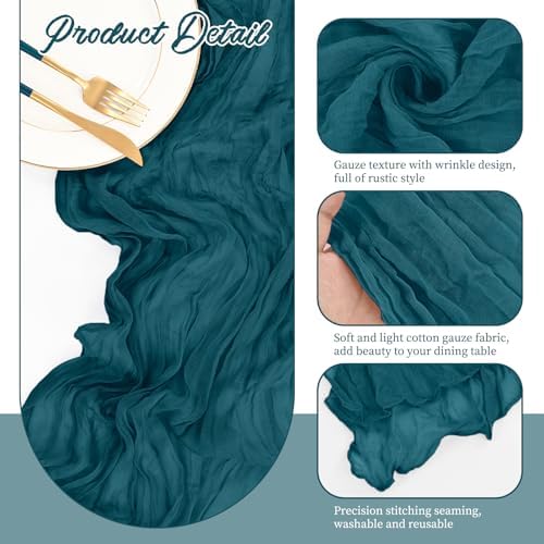 20 Pack Teal Cheesecloth Table Runner Long,21.5 x 120 Inch