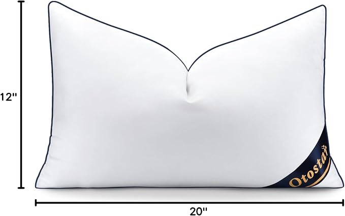OTOSTAR 12x20 Down Alternative Fill Throw Pillow Insert - 100% Cotton Cooling Cover - Soft Fluffy Synthetic Down
