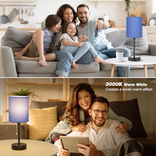 Small Bedside Table Lamp for Bedroom - Desk Lamp with USB Ports for Dorm