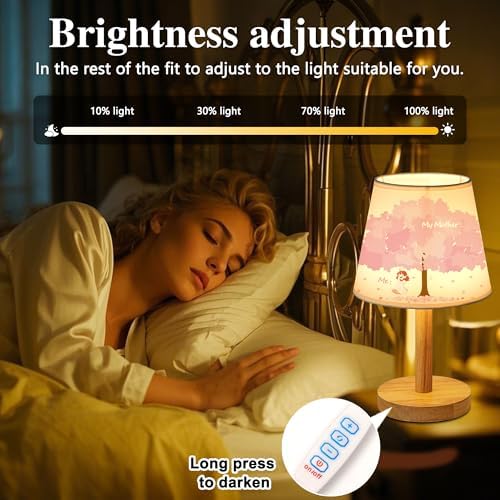 Mom Gifts Table Lamp, Cherry Blossom Tree Lamp with 3 Color Modes Stepless Dimming Night Light for Mom Birthday Mothers Day Christmas Valentines Day - Perfect Bedroom Living Room Decor(Mother)