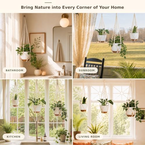 Bouqlife 3 Set Self Watering Hanging Planters for Indoor Plants