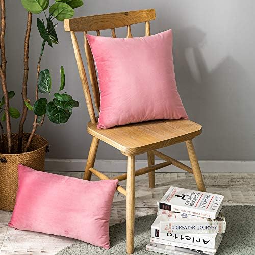 Stellhome Velvet Pillow Covers Decorative Cushion Covers for Bed Couch Sofa Bench, 16 x 16 inch (40 x 40 cm), Hot Pink, Pack of 2