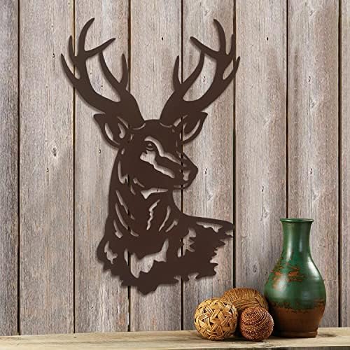 Metal Deer Wall Art,Rustic Deer Head Wall Decor Sculptures for Living Room