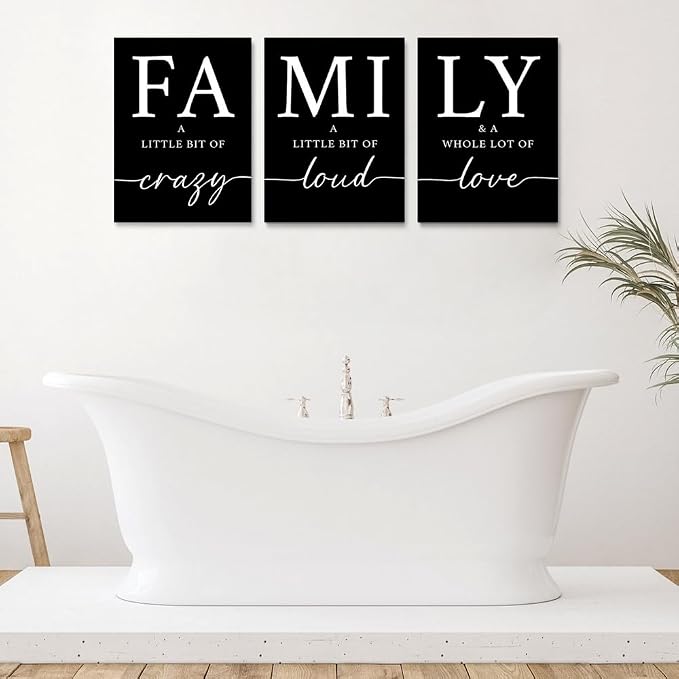 GUBIYU Black Home Wall Art for Living Room Family Sign Prints Canvas Painting Dining Room Pictures Walls Decor Artworks for Walls Rustic Large Home Family Entryway Kitchen Wall Art Set of 3 24"X36"