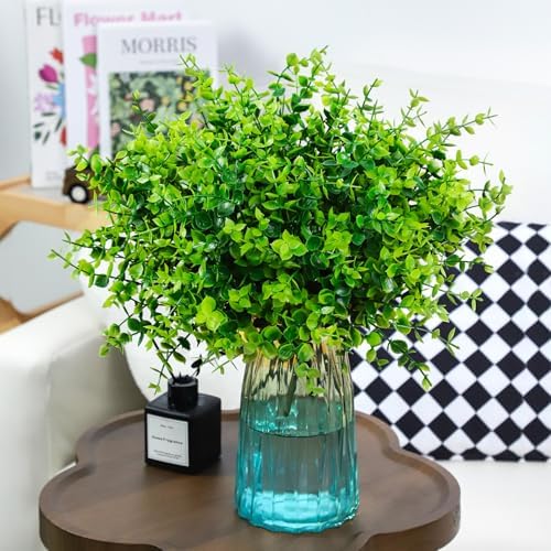 Bassion 12 Pcs Greenery Stems Fake Artificial Eucalyptus Plants Outdoors