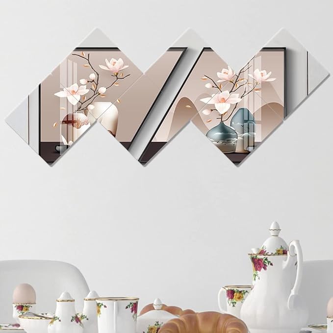Acrylic Mirror Tiles, 12x12 in Shatterproof Wall Mirrors, 6 Pack | Flexible Acrylic, Adhesive Foam Tapes Included, for Bedroom Doors, Closets, Gym, Dorm, and DIY Wall Decor