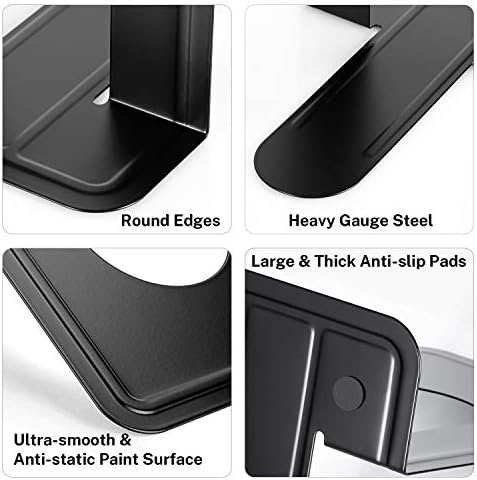 MaxGear 8.5 in Extra Large Heavy Duty Book Ends, Black Metal Bookends