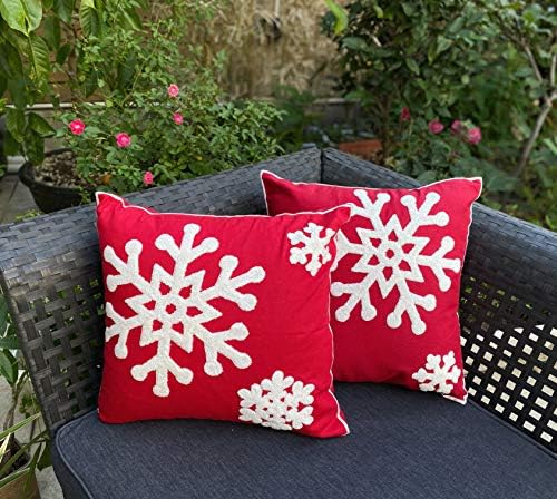 Red Decor Pillow Covers 18x18 Holiday Pillowcases Outdoor Embroidered Cushion for Farmhouse Sofa Office Bed Car 2PCS