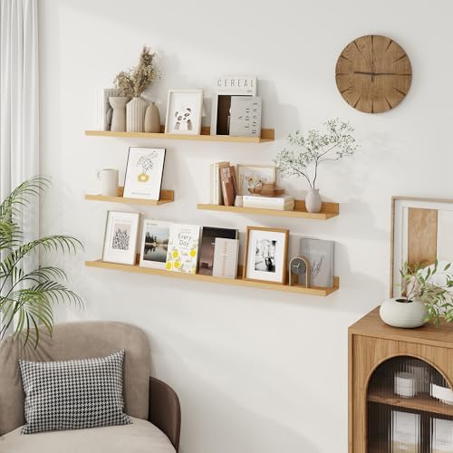 Axeman 36 Inch Floating Shelves, Oak, Wall Mounted, 3 Shelves, Easy Assembly, 22 lbs Capacity