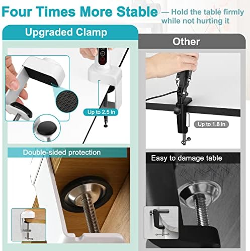 10X Magnifying Glass with Light and Clamp, 5 Color Modes Stepless Dimmable Lighted Magnifier with Stand, Flexible Gooseneck LED Desk Lamp Hands Free for Craft Painting Hobby Close Work
