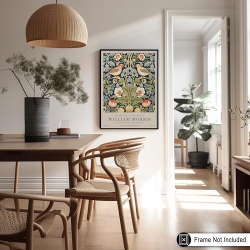 Poster Master Strawberry Thief Print - William Morris Poster - Botanical Flower & Animal Art - Exhibition Wall Design - Floral Bird Artwork - Office or Bedroom Wall Decor - 16x20 UNFRAMED Wall Piece