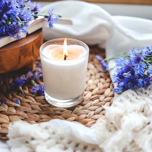 SHOWIN Thick Candle Jars for Making Candles 12 Pcs, 7 OZ Empty Jars with Wood Lids for Candle Making, Sample Container, Clear