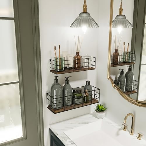Fixwal Wire Frame Floating Shelves for Wall Storage 4 Different Sizes