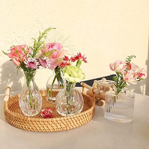 Bud Vases in Bulk 24, Small Glass Vase for Table Centerpieces | Vintage Vases Mini Clear Single Flower Vase Bulk for Wedding Decor Rustic Decorative Christmas Vases Set Home Decorations