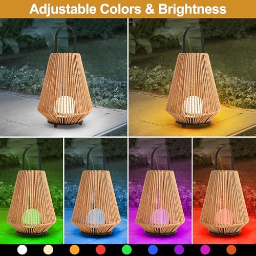 Cordless Lamp Rechargeable Table Lamp with Woven Shade, Wireless Portable Battery Operated Lamp, Small Decorative Ambient Table Lamp for Bedside, Indoor &Outdoor Table Light