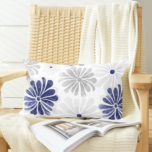 CaliTime Decorative Couch Throw Pillow Covers, 20 X 12 Inches, Navy Blue
