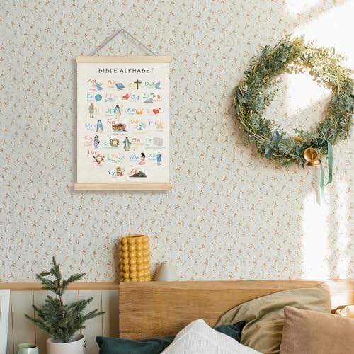 Supwhd Bible Verse Posters for Kids, Bible Alphabet Poster Hanger Frame, Christian Classroom Decor, Alphabet Wall Decor for Classroom Church School Christian Home, 12x16 Inches