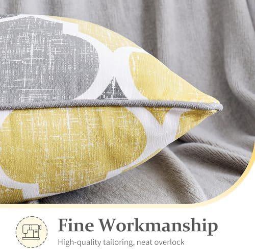 Beauoop Throw Pillow Cover 20x12 for Couch Sofa Moroccan Yellow Gray 2 Sets
