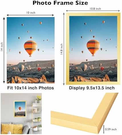 JCJMY 10x14 Picture Frame Set of 6 for 30 x 40cm Diamond Art Painting, Wall Mounting Horizontally or Vertically, 10 x 14 Wall Gallery Poster Photo Frame with Shatter Resistant Plexiglass,6 Pack, Gold