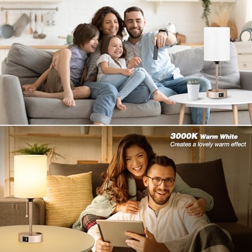 Small Bedside Table Lamp for Bedroom, Desk Lamp with USB Ports for Dorm