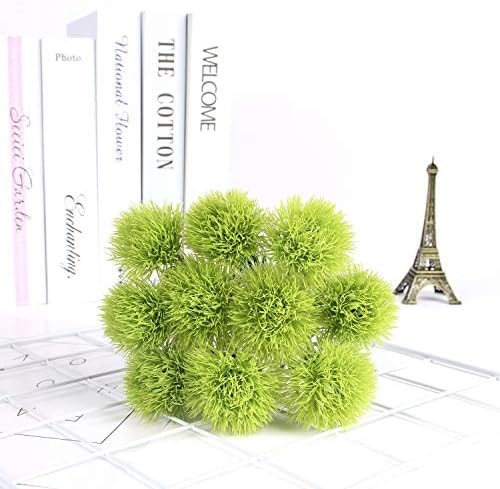CATTREE Artificial Dandelion Flowers, Plastic Plants Shrubs Bushes Fake Grass Wedding Indoor Outdoor Home Garden Arrangements Party Decoration Planting Filler - Green 10 Pcs
