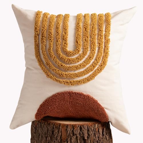 lifein 18x18 Pillow Covers-Throw Pillow Cover Tufted Boho Jacquard Pillow Covers Farmhouse Decorative Pillow Cover Pillow Cases for Gift Couch Sofa Bed Chair Living Room Home Decor
