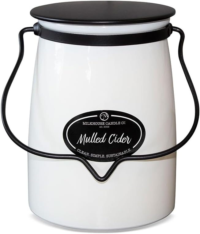Milkhouse Mulled Cider Scented Soy Candle, 22 oz Butter Jar, 120+ Hr Burn