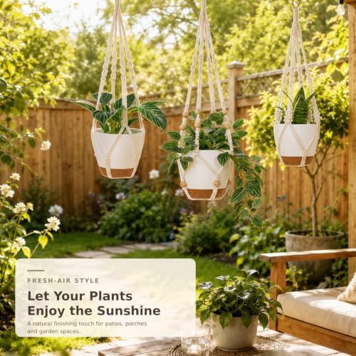 Bouqlife 3 Set Self Watering Hanging Planters for Indoor Plants