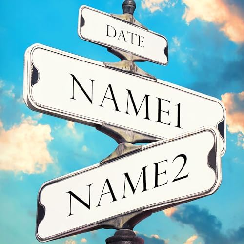 A&T ARTWORK Street Sign Sunset GlowCanvas Prints Gift Your Names,the Date and romantic verses or write your own message Gift for Anniversary,Valentine's day,Wedding. 24X36 inches
