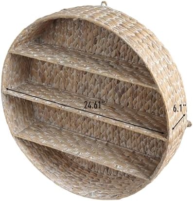 happimess Annulus 3-Shelf Circular Hyacinth Wall Rack 24.6", White Wash