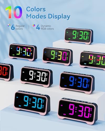 Kids Alarm Clock, Digital Alarm Clocks for Bedrooms,RGB Electric Desk Clock