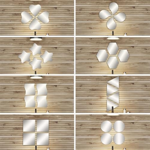 EVIDECO French Home Goods Small Decorative Wall Self Adhesive Shaped Mirrors - Set of 4