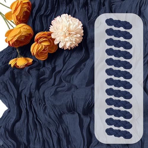 12 Pack Navy Blue Cheesecloth Table Runner 17 x 108 Inch Gauze Table Runner Fabric Semi Sheer Cheese Cloth Table Decor Bulk for Rustic Romantic Wedding Baby Shower Table Decoration