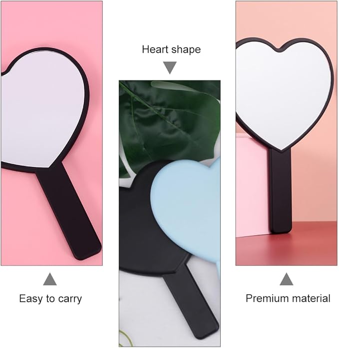 Beaupretty 3pcs Heart Makeup Mirror Heart Shaped Mirror Handheld Cosmetic Mirror Vanity Mirror