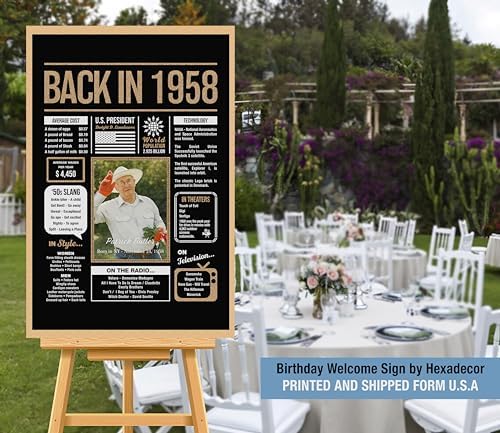 Personalized 67th Birthday Party Decorations Men, Women, Him, Her - Custom Gifts Idea For 67 Years Old, Back In The Year You Born Newspaper For 67th Birthday Poster No Frame Black Gold