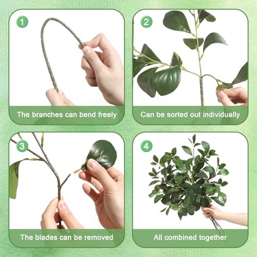 6Pcs Artificial Eucalyptus Stem Plants, Realistic Fake Greenery Branches Plants for Vase Decor, Wedding Centerpieces, Farmhouse Home Party Decor, Bendable Stems & No Fade