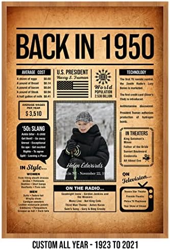 Back in 1950 Poster Sign, Personalized Birthday Gifts Idea, Custom 1950 Historical Birthday Newspaper, Born in 1950 Birthday Party Decorations, Fun Fact for the Day You Were Born, Decor Art Print