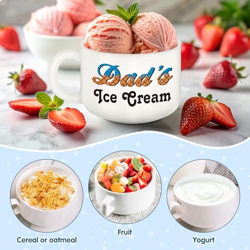 First Fathers Day Dad Gifts from Daughter Son Kids Wife, Unique Birthday Present for Father Step Bonus Husband Grandpa Papa, Funny New Dad's Ice Cream Bowl with Shovel Spoon Set, Best baskets Ideas