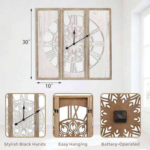 RiteSune Unique 30" Wall Clock for Living Room Decor
