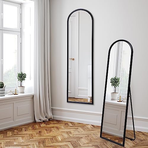 Americanflat 15x59 Arched Mirror with Stand- Large Hanging Mirrors with Durable Frame - Modern Mirror for Bathroom, Bedroom, Living Room - Mirrors for Wall Display and Home Decor - Black