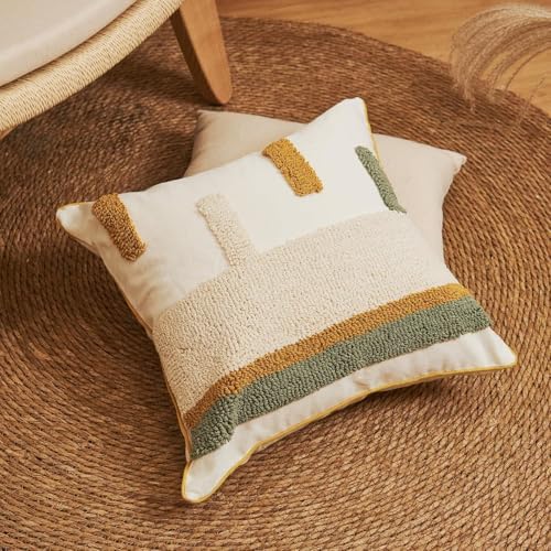 lifein Boho Pillow Covers 18x18 Set of 2 Boho Tufted Throw Pillow Covers Aesthetic Decorative Cushion Covers Farmhouse Pillow Case for Couch Sofa Bed Living Room,Home Decor
