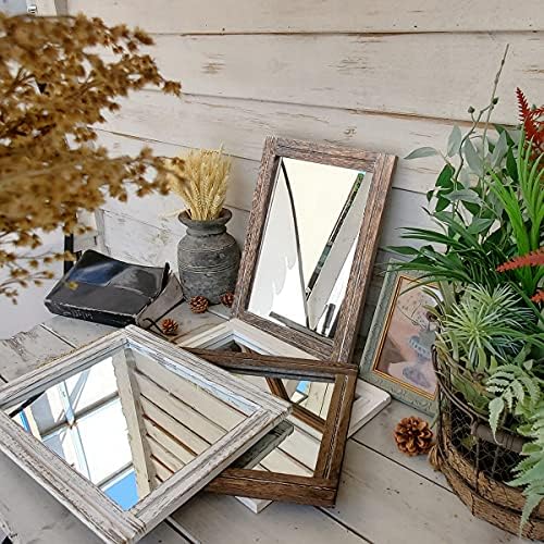AAZZKANG Mirror with Wood Framed Rectangle Rustic Wall Mirrors Decor for Bedroom Bathroom Living Room Entryway