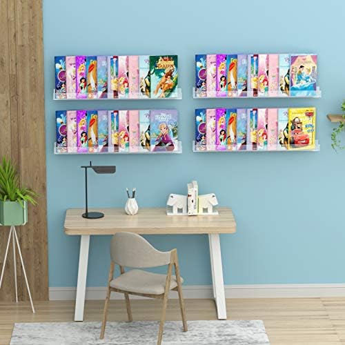 NIUBEE 36" Acrylic Floating Nursery Kids Bookshelf Wall Shelf 4 Packs