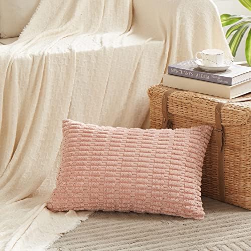 Fancy Homi 4 Packs Decorative Throw Pillow Covers for Living Room Couch Bed, Modern Farmhouse Boho Home Décor Accent Cushion Case, 20" x 12", Blush Pink