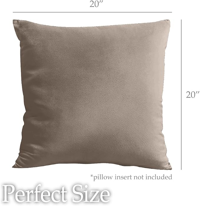 lalaLOOM Velvet Throw Pillow Covers, Set of 2, 20x20 Taupe