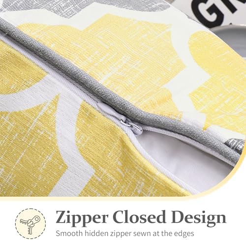 Beauoop Throw Pillow Cover 20x12 for Couch Sofa Moroccan Yellow Gray 2 Sets