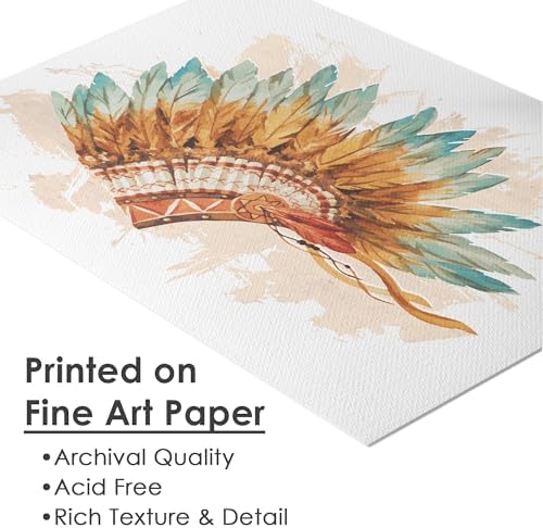 DREAM BIG PRINTABLES Native American Headdress Decor Wall Art Print - Unframed - 11x14 | Office Wall Décor | Kitchen Wall Décor