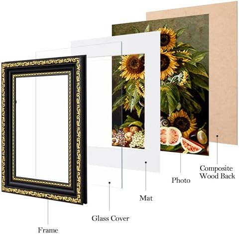 eletecpro 5x7 Vintage Picture Frame, Glass Cover, Black Gold, 2-Pack