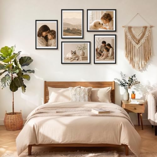 Vittanly 12x16 Picture Frames Set of 5, Wall Mounting, Black