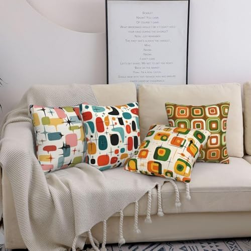 Midcentury Modern Throw Pillow Covers Set of 4 Decorative Soft Double Sided Print Pillow Case Farmhouse Home Decor for Living Room Sofa Couch 18x18